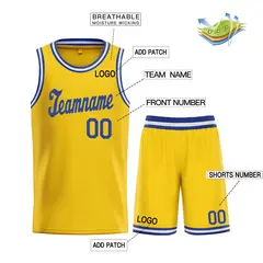 Classic Yellow Royal Team Basketball Jersey 3