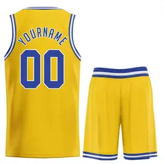 Classic Yellow Royal-White Team Basketball Jersey 2