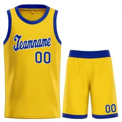 Classic Yellow Royal-White Team Basketball Jersey 1