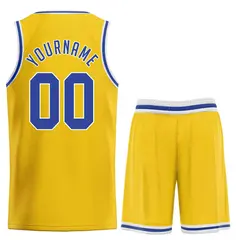 Classic Yellow Royal-White Team Basketball Jersey 2
