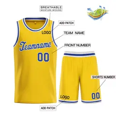 Classic Yellow Royal-White Team Basketball Jersey 3