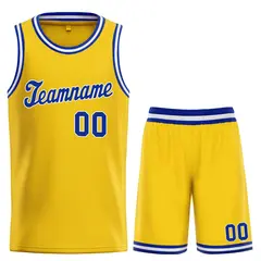Classic Yellow Royal-White Team Basketball Jersey 1