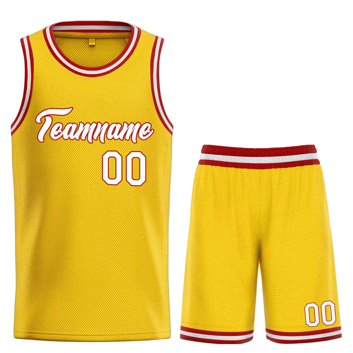 Classic Yellow White-Red Heal Sports Basketball Jersey Set