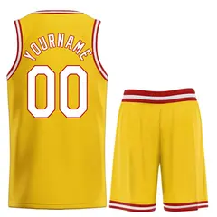 Classic Yellow White-Red Heal Sports Basketball Jersey Set 2