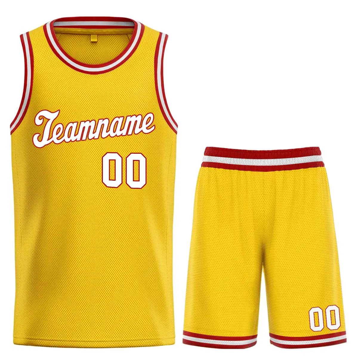 Classic Yellow White-Red Team Basketball Jersey