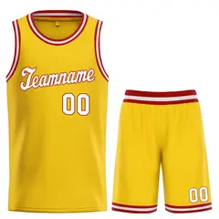 Classic Yellow White-Red Team Basketball Jersey
