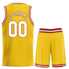 Classic Yellow White-Red Team Basketball Jersey 2