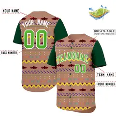 Coffee Dark Green White Mexican Style Baseball Jersey 2