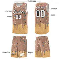 Coffee Ice Cream Element Pattern Basketball Kits 5