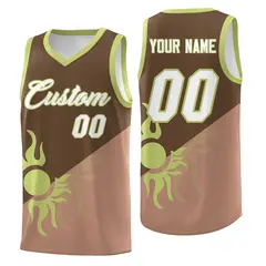 Coffee Light Brown Radiant Sun Two Tone Basketball Jersey 1
