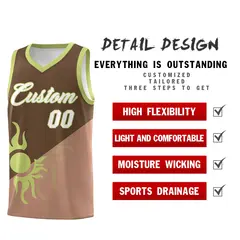 Coffee Light Brown Radiant Sun Two Tone Basketball Jersey 3