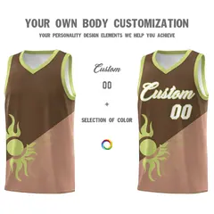 Coffee Light Brown Radiant Sun Two Tone Basketball Jersey 4