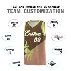 Coffee Light Brown Radiant Sun Two Tone Basketball Jersey 5