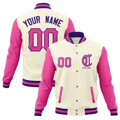 Cotton Blend Full-Snap Varsity Letterman Baseball Jacket 33