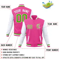 Cotton Blend Full-Snap Varsity Letterman Baseball Jacket 52