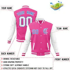 Cotton Blend Full-Snap Varsity Letterman Baseball Jacket 60