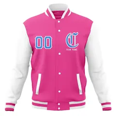 Cotton Blend Full-Snap Varsity Letterman Baseball Jacket 61