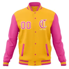 Cotton Blend Full-Snap Varsity Letterman Baseball Jacket 69