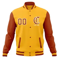 Cotton Blend Full-Snap Varsity Letterman Baseball Jacket 77