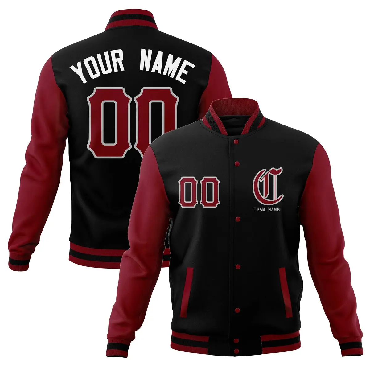 Cotton Blend Full-Snap Varsity Letterman Baseball Jacket