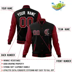 Cotton Blend Full-Snap Varsity Letterman Baseball Jacket 4
