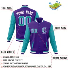Cotton Blend Full-Snap Varsity Letterman Baseball Jacket 44