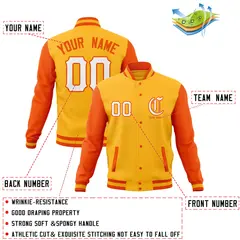 Cotton Blend Full-Snap Varsity Letterman Baseball Jacket 60