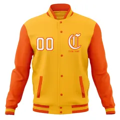 Cotton Blend Full-Snap Varsity Letterman Baseball Jacket 61