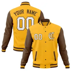 Cotton Blend Full-Snap Varsity Letterman Baseball Jacket 65