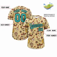 Cream 3D Graffiti Pattern Authentic Baseball Jersey 2