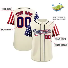 Cream American Flag Design Baseball Jersey 2