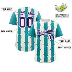 Cream Aqua Blade Pattern Raglan Baseball Jersey 2