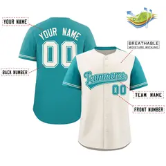 Cream Aqua Color Block Raglan Baseball Jersey 2