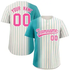 Cream Aqua Pinstripe Gradient Baseball Jersey 1