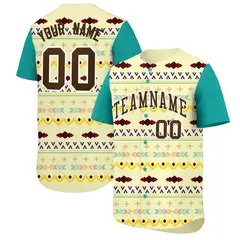 Cream Aqua White Mexican Style Baseball Jersey