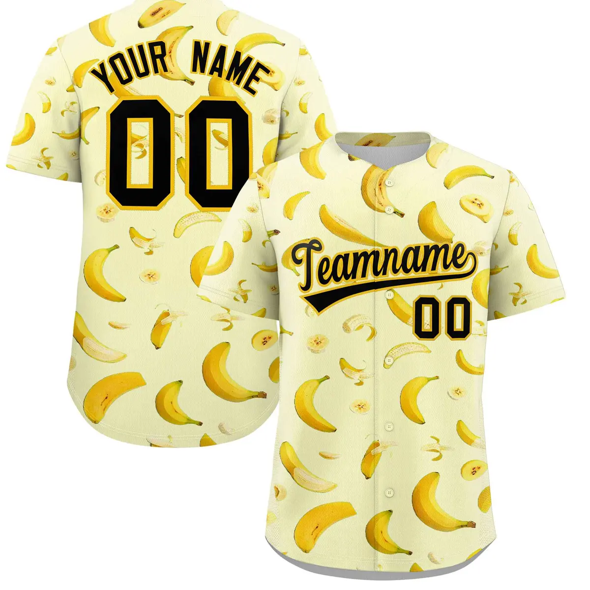 Cream Banana Graffiti Pattern Fashion Baseball Jersey