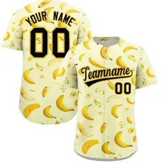 Cream Banana Graffiti Pattern Fashion Baseball Jersey 1