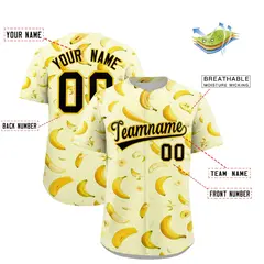 Cream Banana Graffiti Pattern Fashion Baseball Jersey 2