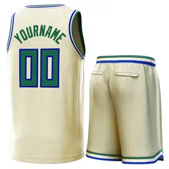 Cream Beige-Royal Classic Sets Basketball Jersey 3