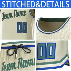 Cream Beige-Royal Classic Sets Basketball Jersey 6