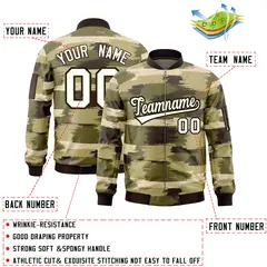 Cream Black Camo Varsity Full-Zip Letterman Bomber Jacket 2