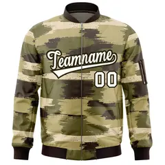 Cream Black Camo Varsity Full-Zip Letterman Bomber Jacket 3