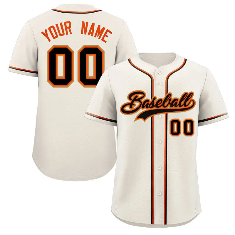 Cream Black Classic Authentic Baseball Jersey