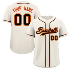Cream Black Classic Authentic Baseball Jersey 1