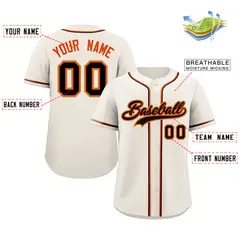 Cream Black Classic Authentic Baseball Jersey 2