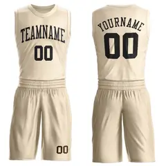 Cream Black Classic Sets Basketball Jersey 1