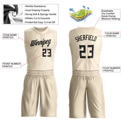 Cream Black Classic Sets Basketball Jersey 3