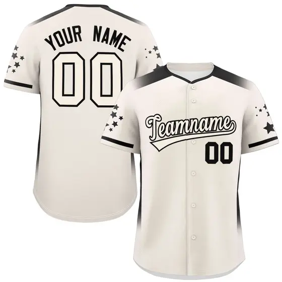Cream Black Gradient Side Star Pattern Baseball Jersey