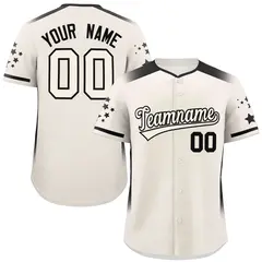 Cream Black Gradient Side Star Pattern Baseball Jersey 1