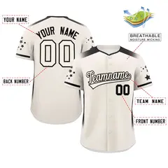Cream Black Gradient Side Star Pattern Baseball Jersey 2